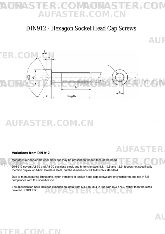 DIN912 Technical Drawing