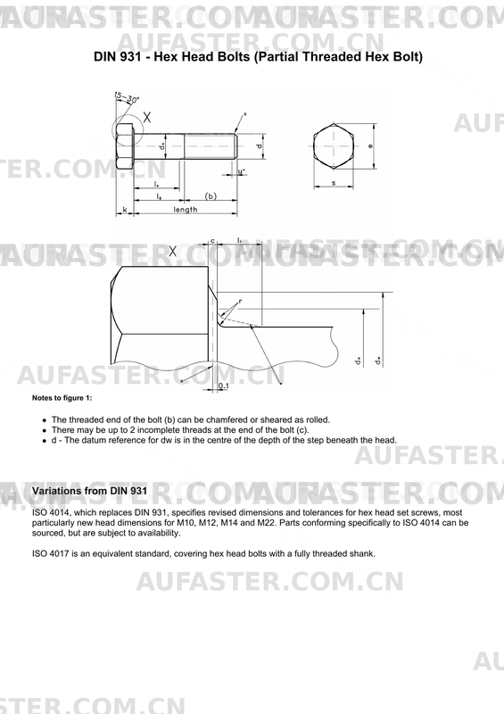 DIN931 Technical Drawing