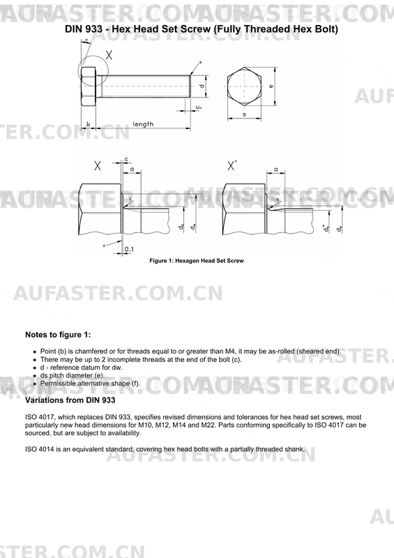 DIN933 Technical Drawing