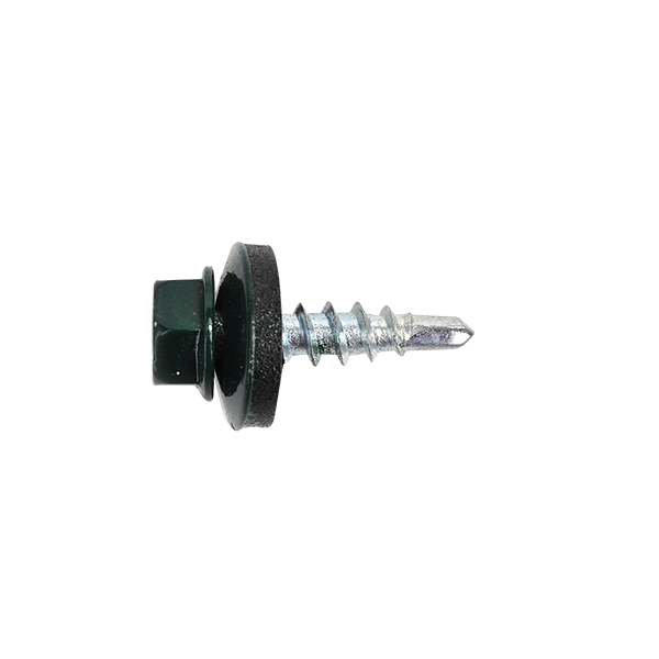 Hex Washer Head Self-Drilling Screw, w/EPDM Bonded Washer, Painted