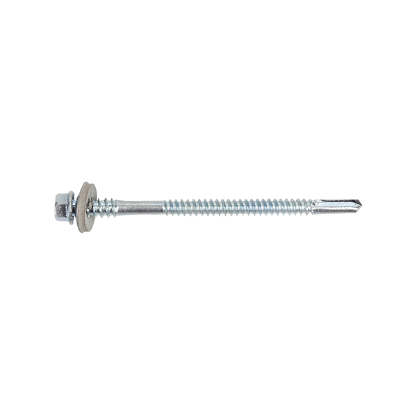 Hex Washer Head Self-Drilling Screw, w/EPDM Bonded Washer, Double Thread